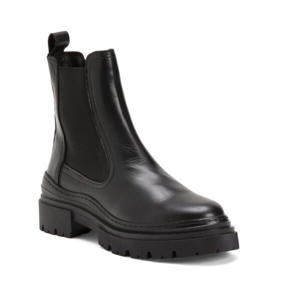 ROKINORY Black Made In Portugal Leather Chelsea Booties - Picture 1 of 2